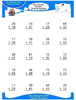 Çocuklar İçin toplam işlemi yaprak testleri 